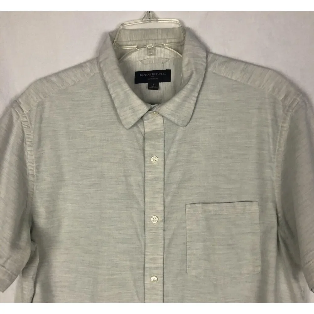 Banana Republic Soft Wash‎ Light Gray Button Front Shirt Men's L